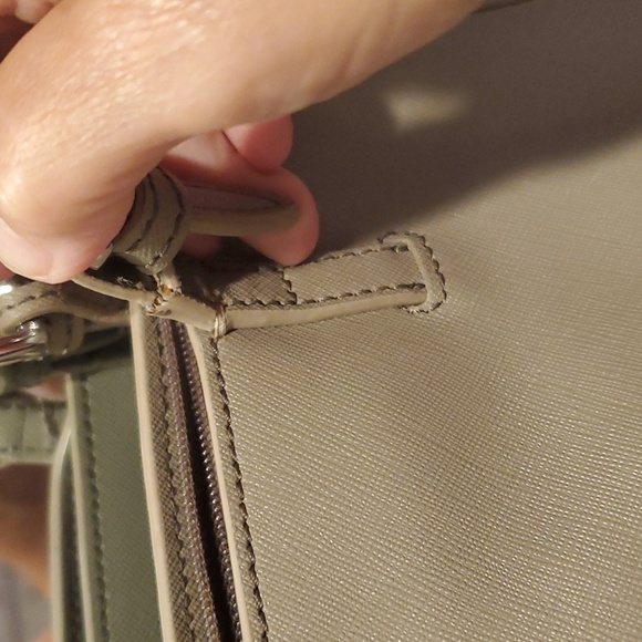 Tory Burch Saffiano Taupe Leather Tote Bag (#17) - Picture 9 of 15